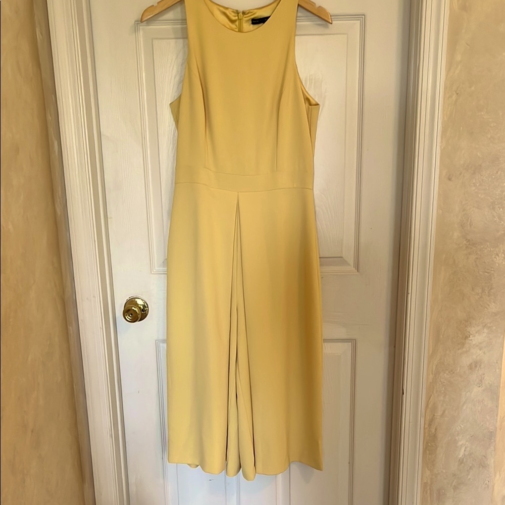 White House Black Market Elegant Yellow Sleeveless Cropped Jumpsuit - Sise8